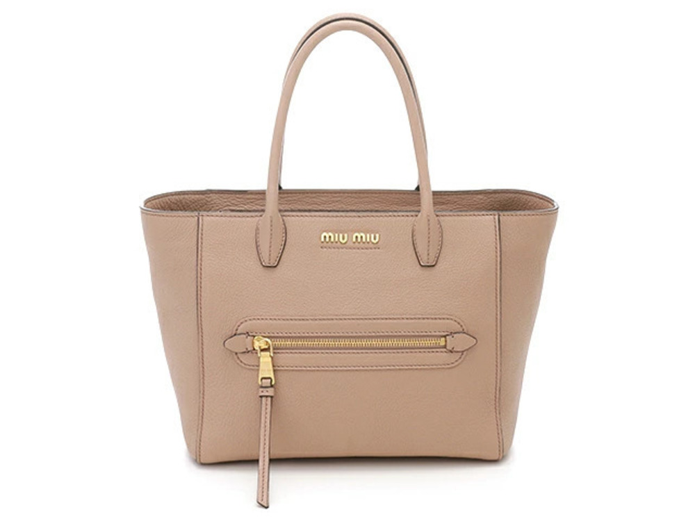 Miu Miu Shoulder Bag Madras Pink Beige Cream Goatskin Strap